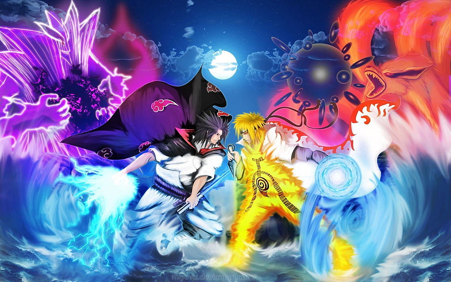 Naruto and Madara Uchiha Epic Battle Anime Wallpaper HD wallpaper