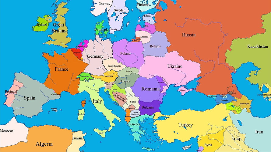 Colorful Political Map of Europe Showing All Countries and Borders HD wallpaper