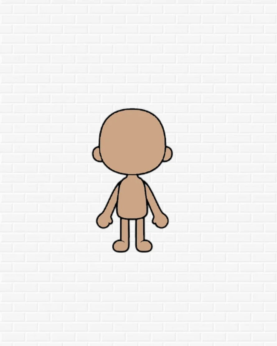Gacha Life Blank Character Template Back View On White Brick Wall Background HD phone wallpaper