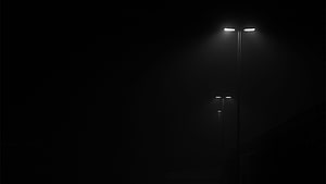 Minimalist Dark Street Lights in Foggy Night Atmosphere HD wallpaper