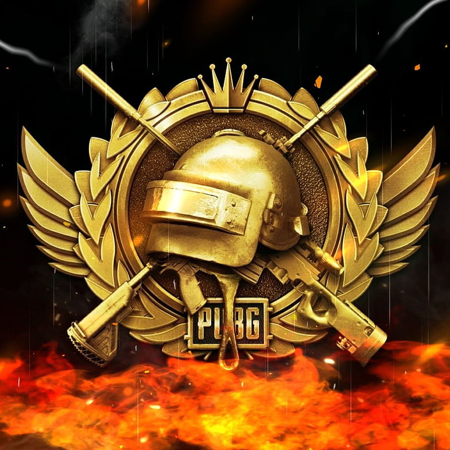 PUBG Mobile Golden Military Emblem with Helmet, Wings, and Fire HD phone wallpaper