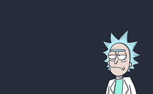 Rick Sanchez from Rick and Morty in a minimalist dark blue portrait with a tired expression HD wallpaper