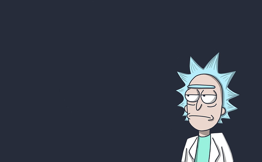 Rick Sanchez from Rick and Morty in a minimalist dark blue portrait with a tired expression HD wallpaper