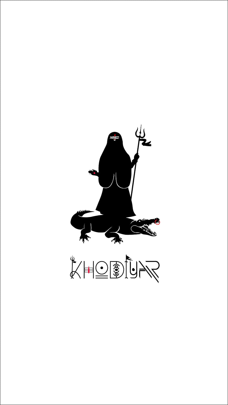 Minimalist Khodiyar Goddess Silhouette Wallpaper With Crocodile And Trident HD phone wallpaper