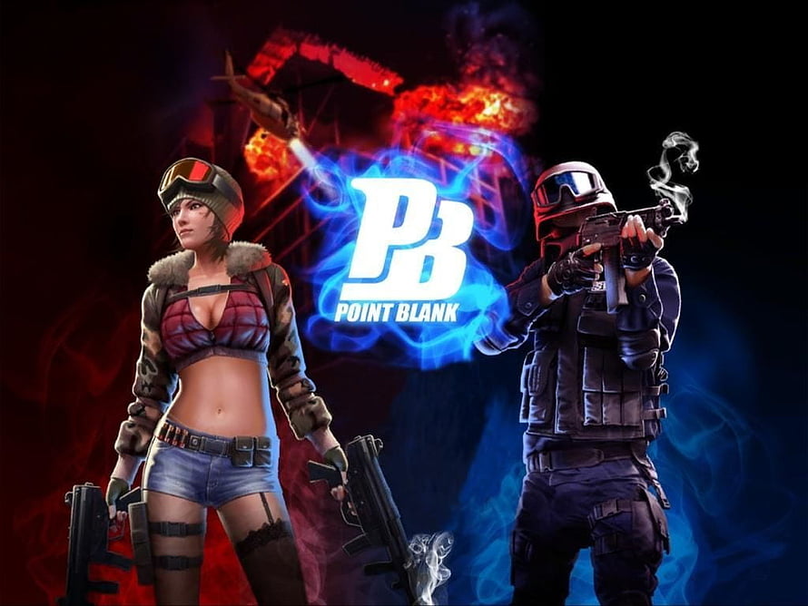 Point Blank Video Game Artwork Featuring Armed Characters and Glowing Logo HD wallpaper