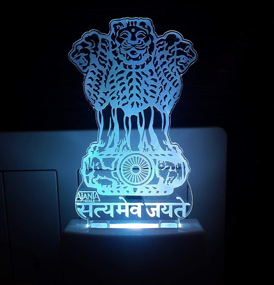 National Emblem of India 3D LED Night Light with Ashoka Chakra and Satyameva Jayate Motto HD phone wallpaper