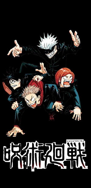 Jujutsu Kaisen Gojo Satoru Yuji Itadori Megumi Fushiguro Nobara Kugisaki Anime Group Art HD phone wallpaper