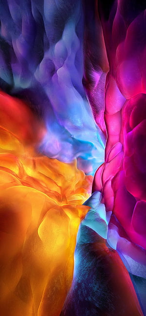 Vibrant Abstract Flow of Neon Orange, Purple, and Blue Liquid Light HD phone wallpaper