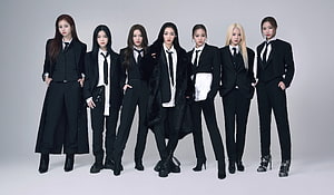 XG K-pop Group in Matching Black Suits and White Shirts HD wallpaper