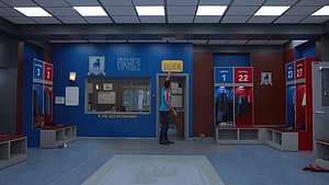 Ted Lasso Richmond FC Locker Room Scene with Believe Sign and Player HD wallpaper