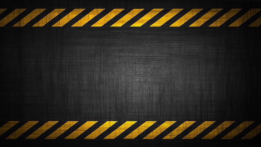 Industrial Hazard Stripes on Dark Textured Metal Background HD wallpaper