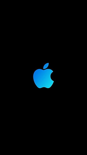 Blue Gradient Apple Logo on Black Background Minimalist Wallpaper HD phone wallpaper