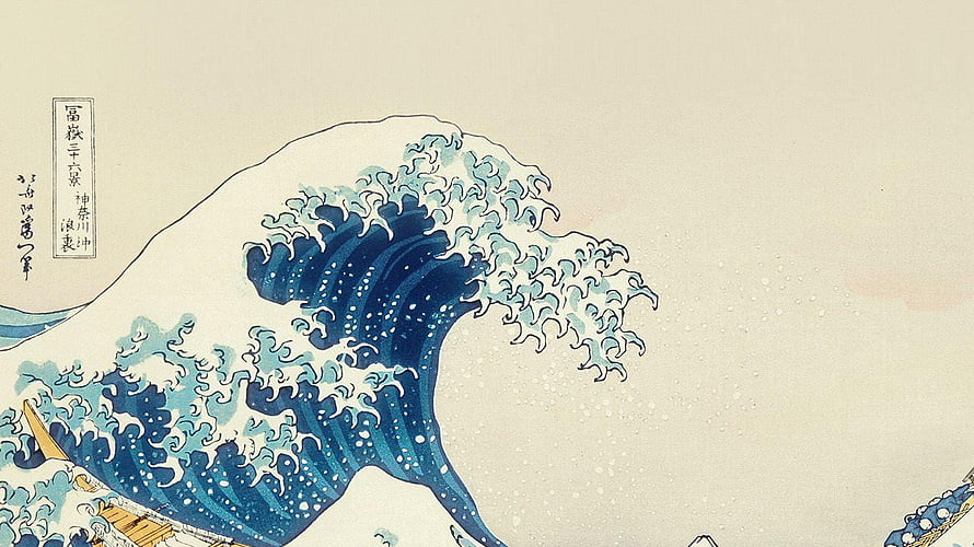 The Great Wave Off Kanagawa Japanese Woodblock Print by Hokusai HD wallpaper