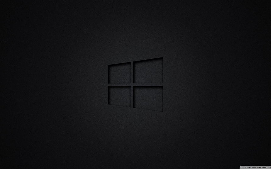 Windows 10 Minimalist Black Logo on Dark Textured Background HD wallpaper