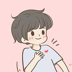 Cute Anime Boy With Brown Hair And Red Heart On Shirt HD phone wallpaper