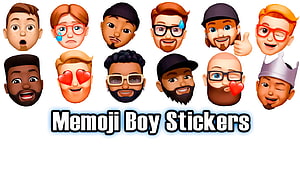 Collection of Memoji Boy Stickers with Various Expressions and Accessories HD wallpaper