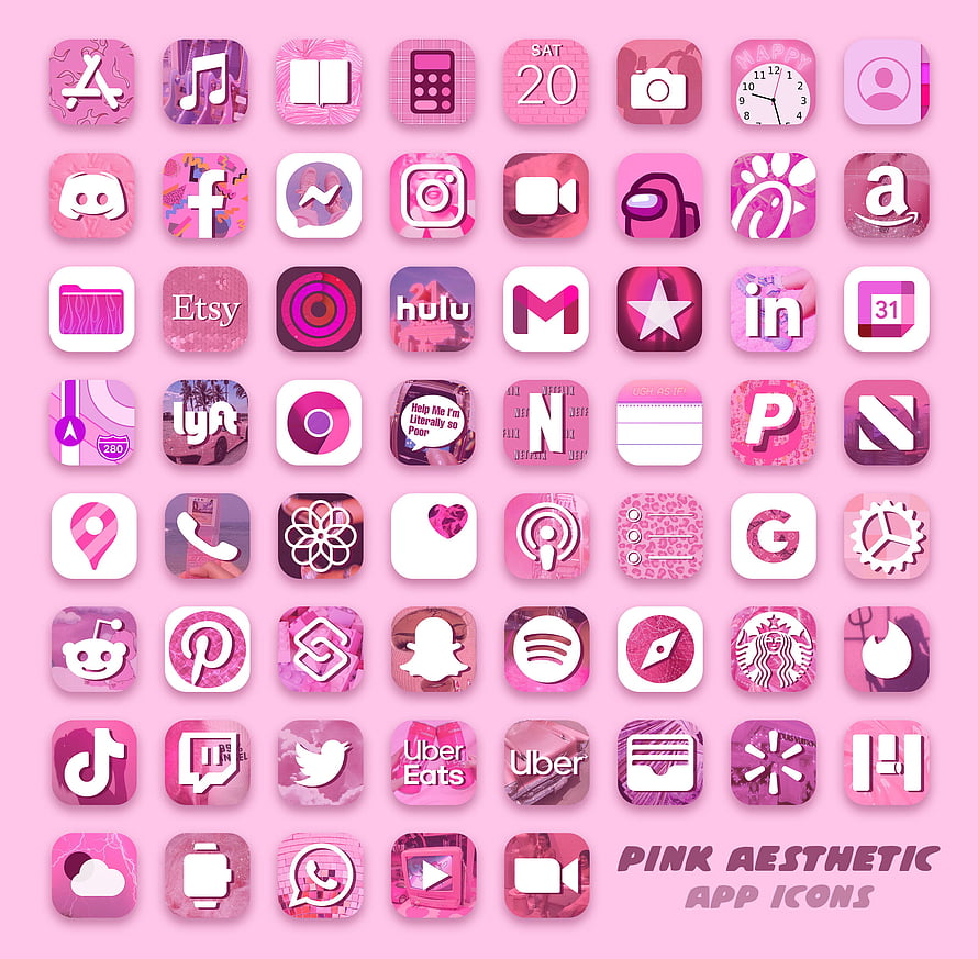 Pink Aesthetic App Icon Pack for iPhone and Android Home Screen Customization HD wallpaper