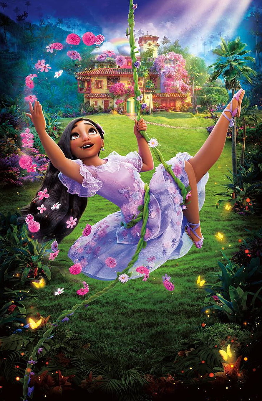 Encanto Movie Wallpaper - Mirabel Madrigal Swinging on Vine in Magical Garden HD phone wallpaper