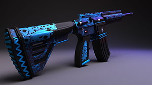 PUBG M416 Glacier Skin with Blue Skull Pattern and Neon Accents HD wallpaper