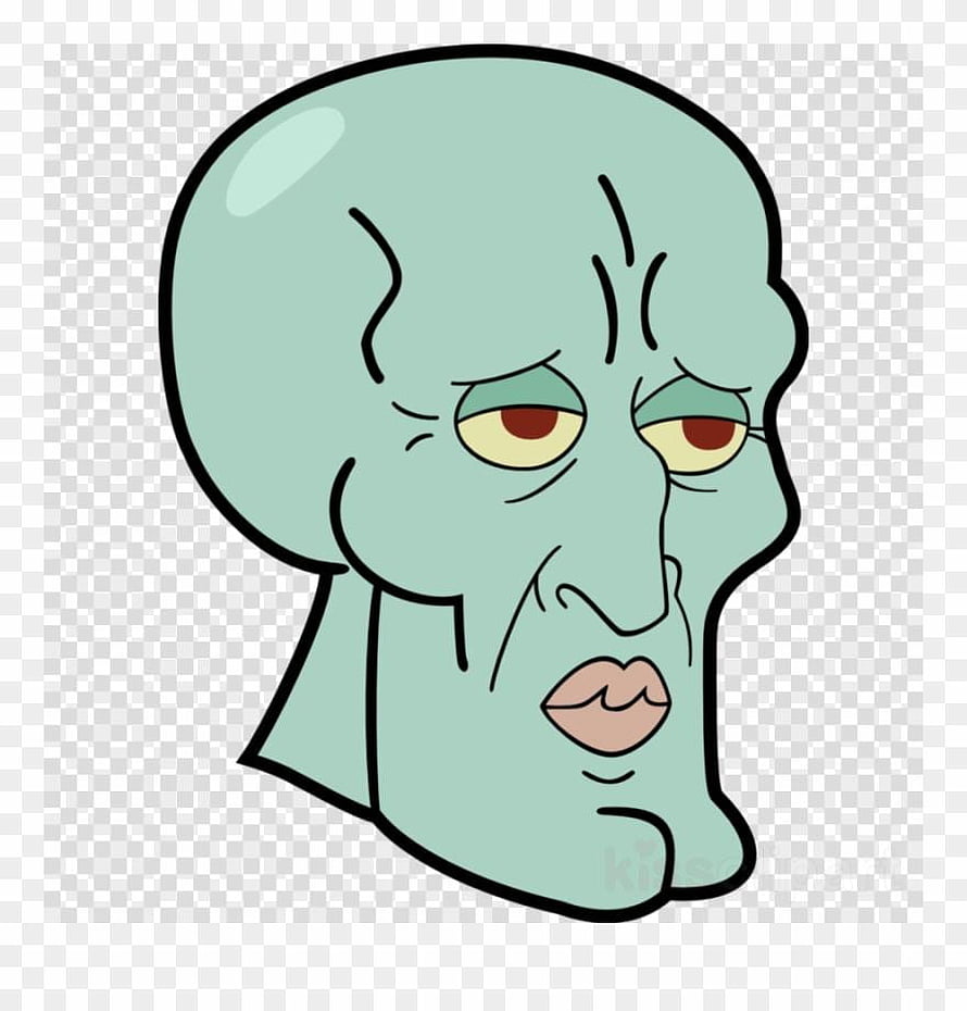Squidward Tentacles Cartoon Head Illustration with Sad Expression and Teal Skin HD phone wallpaper