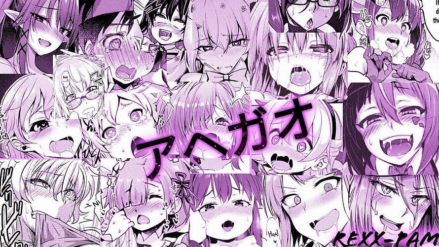 Purple Ahegao Anime Manga Collage Wallpaper HD wallpaper