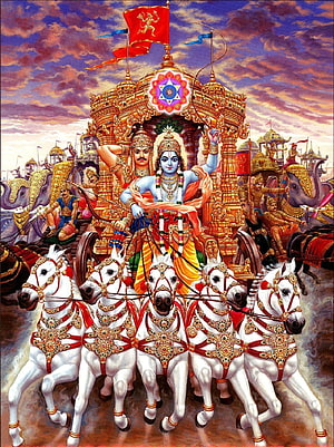 Krishna and Arjuna in the Divine Chariot of the Mahabharata HD phone wallpaper