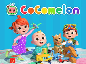 Cocomelon 3D Animation Characters Playing With Colorful Toys On A Bright Blue Background HD wallpaper