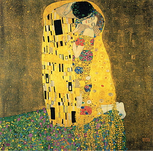 Gustav Klimt The Kiss Art Nouveau Painting Wallpaper HD wallpaper