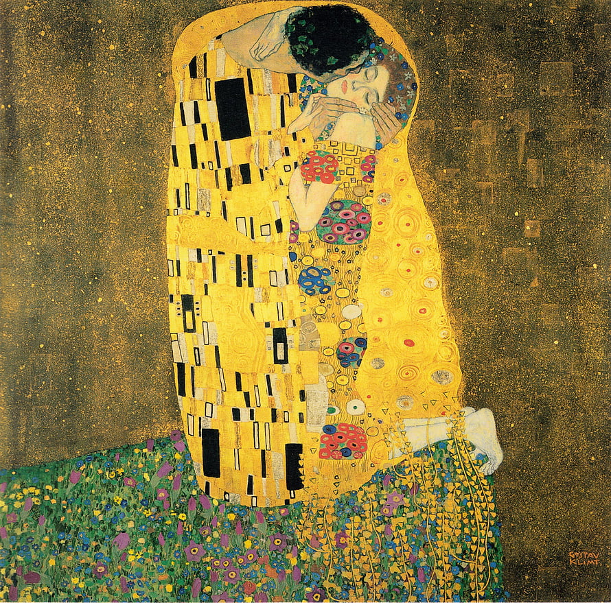 Gustav Klimt The Kiss Art Nouveau Painting Wallpaper HD wallpaper