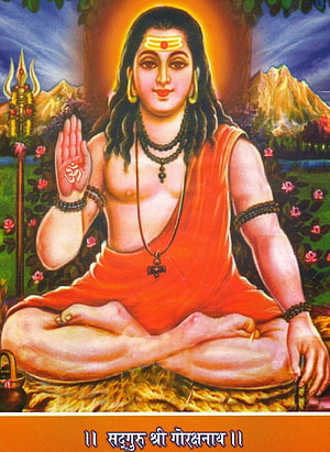 Gorakhnath Sadhu Portrait in Meditation with Om Symbol and Trishula HD phone wallpaper
