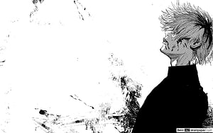 Tokyo Ghoul Black and White Manga Character Profile with Ink Splatter Aesthetic HD wallpaper