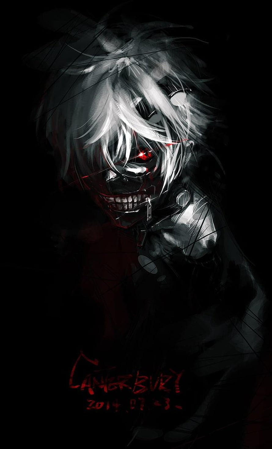 Dark Anime Character With White Hair And Glowing Red Eyes HD phone wallpaper