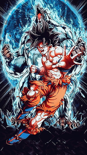Goku Ultra Instinct Anime Wallpaper with Majin Buu Background HD phone wallpaper