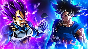 Dragon Ball Super Ultra Ego Vegeta and Ultra Instinct Goku Epic Battle Scene HD wallpaper