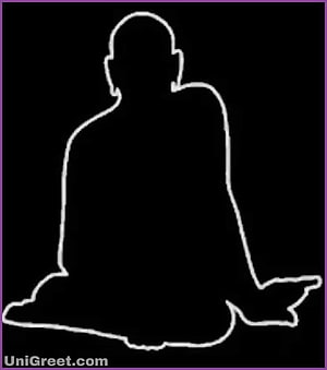 Minimalist White Line Art Silhouette of a Meditating Figure on Black Background HD phone wallpaper