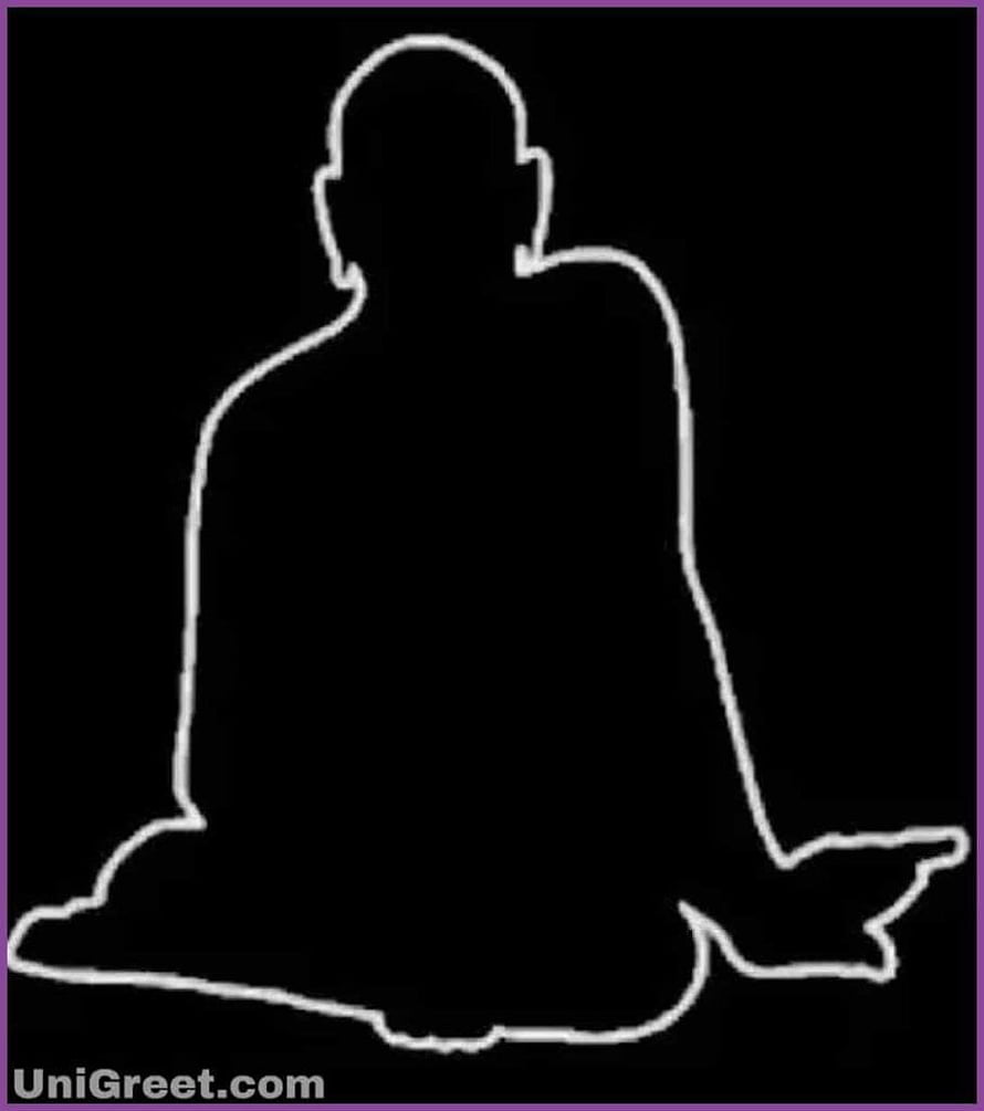 Minimalist White Line Art Silhouette of a Meditating Figure on Black Background HD phone wallpaper