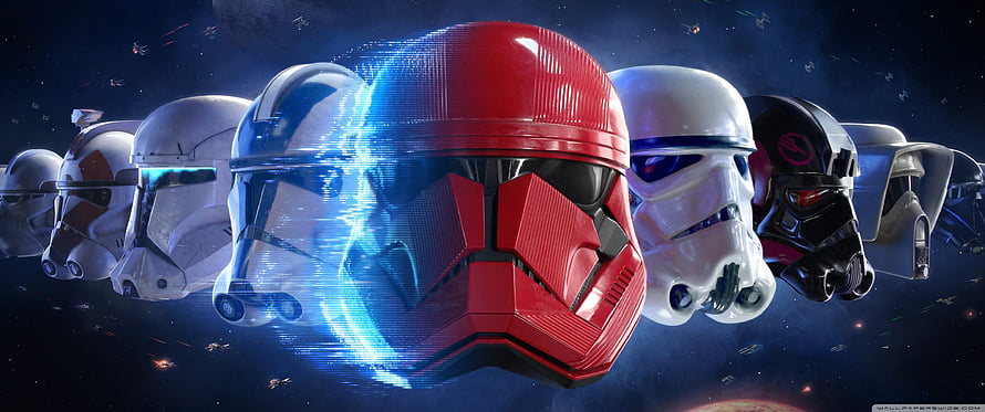 Star Wars Squadrons Stormtrooper and Clone Trooper Helmet Lineup Wallpaper HD wallpaper