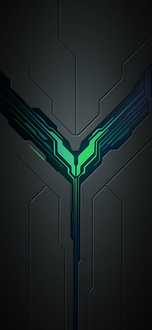 Dark Futuristic Circuit Board Pattern with Neon Green and Blue Glowing Lines HD phone wallpaper