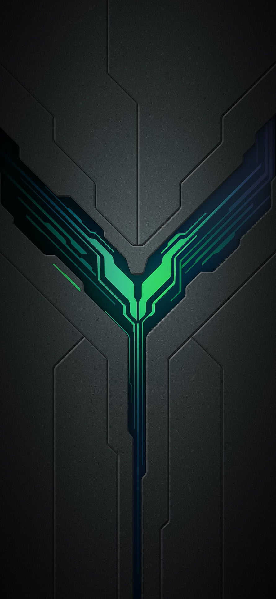 Dark Futuristic Circuit Board Pattern with Neon Green and Blue Glowing Lines HD phone wallpaper