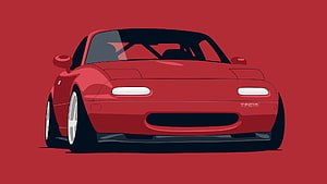 Red Mazda Miata Front View Minimalist Vector Illustration HD wallpaper