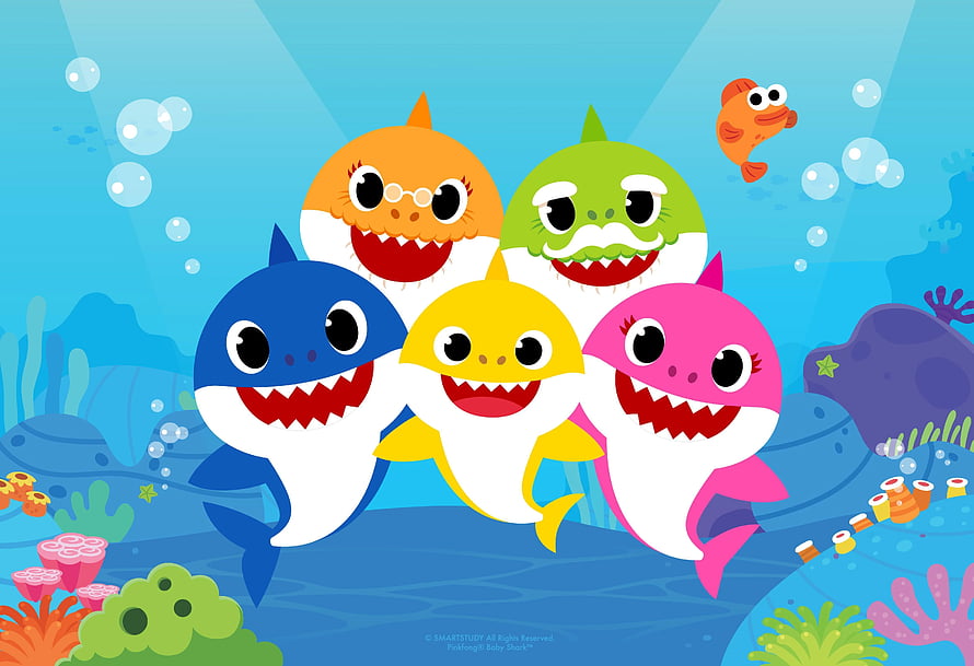 Baby Shark Family Underwater Cartoon Wallpaper HD wallpaper