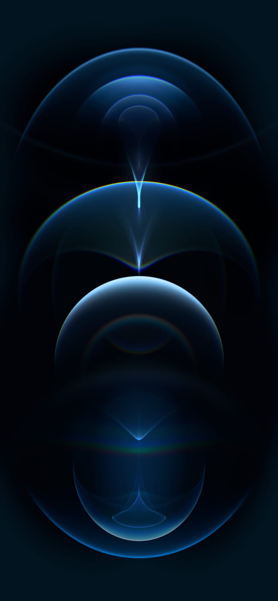 Abstract Blue Spheres With Glowing Light Rays And Chromatic Halos On Dark Background HD phone wallpaper