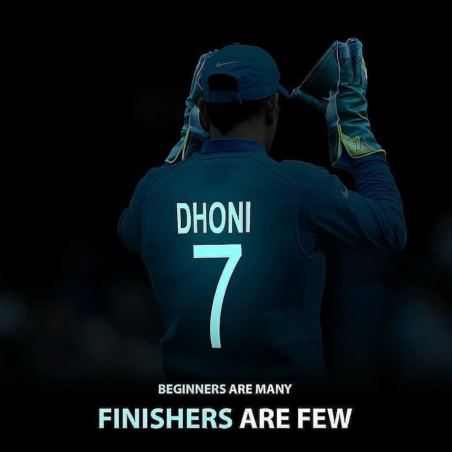 MS Dhoni Cricket Jersey Number 7 Back View with Finishers Are Few Quote HD phone wallpaper