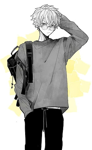 Anime Boy With Glasses And Backpack In Casual Streetwear HD phone wallpaper