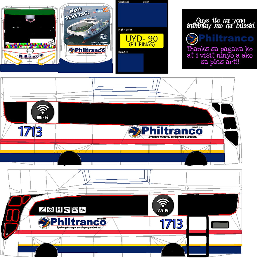 Philtranco Bus Livery Design Template with Vehicle Number 1713 and Branding HD phone wallpaper