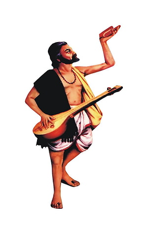 Kanakadasa Devotional Portrait Playing Veena in Traditional Attire HD phone wallpaper