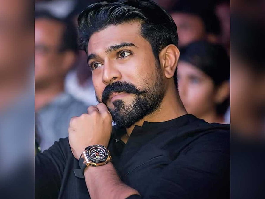 Ram Charan in Black Shirt with Gold Watch and Full Beard HD wallpaper
