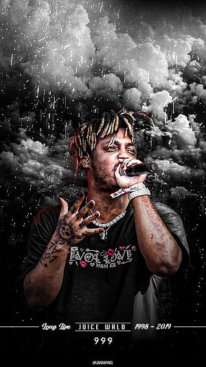 Juice WRLD Memorial Portrait with Dramatic Stormy Sky Background HD phone wallpaper