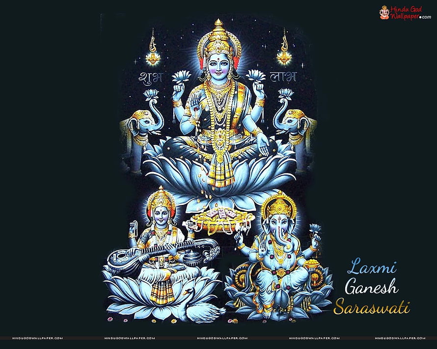 Laxmi Ganesha Saraswati Hindu Deities Wallpaper HD wallpaper