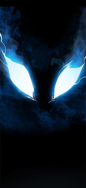 Solo Leveling Glowing Blue Eyes Emerging From Dark Smoke and Mist HD phone wallpaper